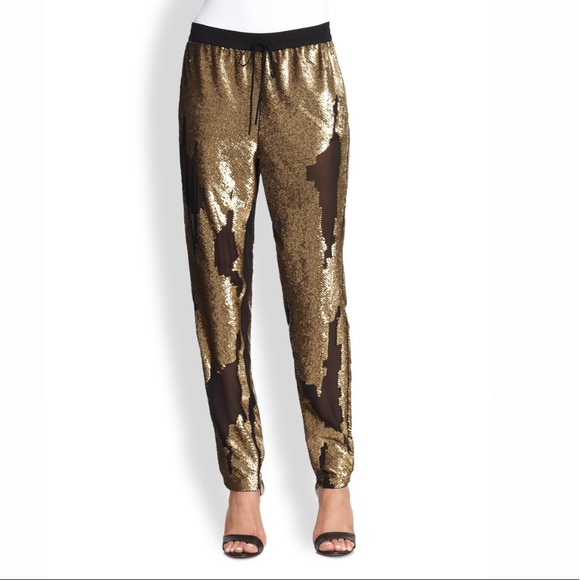 Robert Rodriguez Gold Sequined Track Pants - Picture 3 of 16